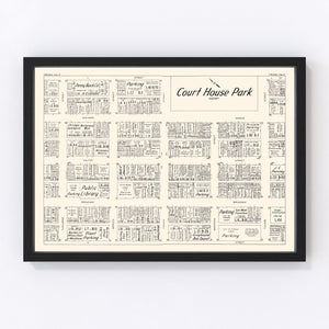 Vintage Map of Fresno, CA Business Section 1952