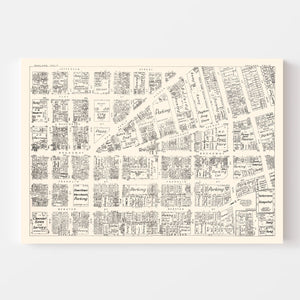 Vintage Map of Oakland, CA Business Section 1952