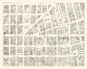 Vintage Map of Oakland, CA Business Section 1952