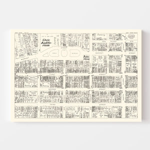 Vintage Map of San Jose, CA Business Section 1952