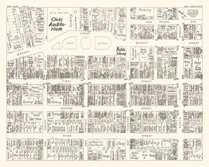 Vintage Map of San Jose, CA Business Section 1952