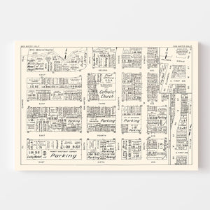 Vintage Map of San Mateo, CA Business Section 1952