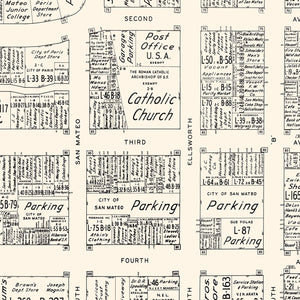 Vintage Map of San Mateo, CA Business Section 1952