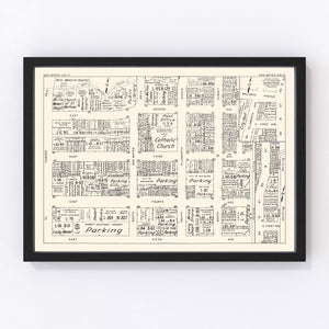 Vintage Map of San Mateo, CA Business Section 1952