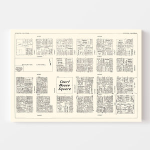 Vintage Map of Stockton, CA Business Section 1952