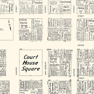 Vintage Map of Stockton, CA Business Section 1952