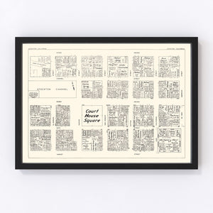 Vintage Map of Stockton, CA Business Section 1952