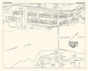 Vintage Map of Augusta, ME Business Section 1946