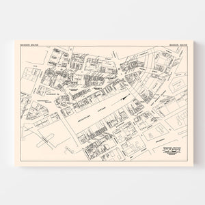 Vintage Map of Bangor, ME Business Section 1946