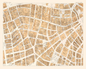 Vintage Map of Boston, MA Business Section 1946