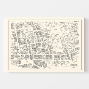 Vintage Map of Bridgeport, CT Business Section 1946