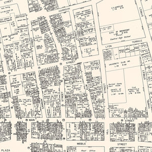Vintage Map of Bridgeport, CT Business Section 1946