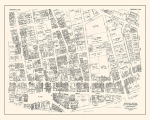 Vintage Map of Bridgeport, CT Business Section 1946