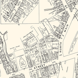 Vintage Map of Bristol, CT Business Section 1946