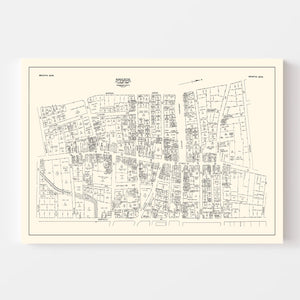 Vintage Map of Brockton, MA Business Section 1946
