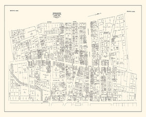 Vintage Map of Brockton, MA Business Section 1946