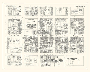 Vintage Map of Burlington, VT Business Section 1946