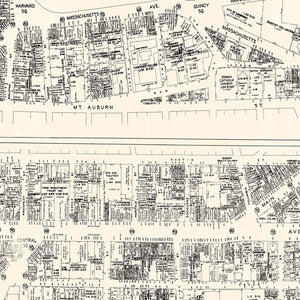 Vintage Map of Cambridge, MA Business Section 1946