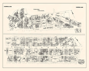 Vintage Map of Cambridge, MA Business Section 1946
