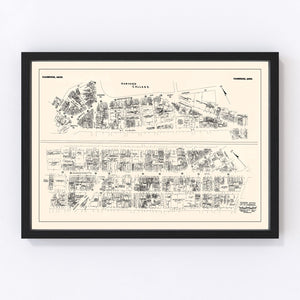 Vintage Map of Cambridge, MA Business Section 1946