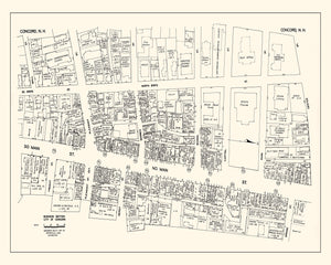 Vintage Map of Concord, NH Business Section 1946