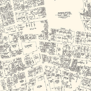 Vintage Map of Fall River, MA Business Section 1946