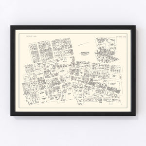 Vintage Map of Fall River, MA Business Section 1946