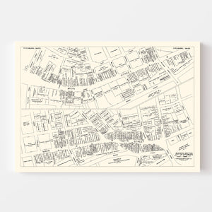 Vintage Map of Fitchburg, MA Business Section 1946