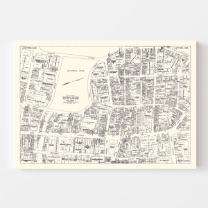Vintage Map of Hartford, CT Business Section 1946