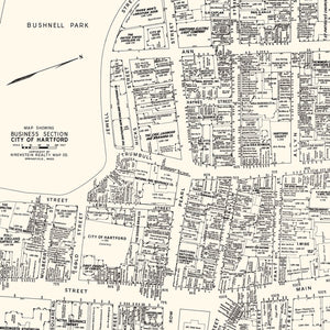 Vintage Map of Hartford, CT Business Section 1946