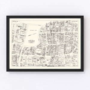 Vintage Map of Hartford, CT Business Section 1946