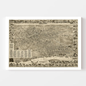 Vintage Map of Elizabeth, New Jersey 1898