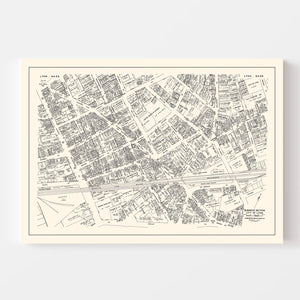 Vintage Map of Lynn, MA Business Section 1946