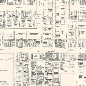 Vintage Map of Manchester, NH Business Section 1946