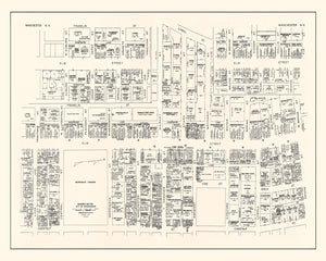 Vintage Map of Manchester, NH Business Section 1946