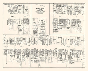 Vintage Map of Middletown, CT Business Section 1946
