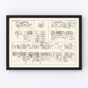 Vintage Map of Middletown, CT Business Section 1946