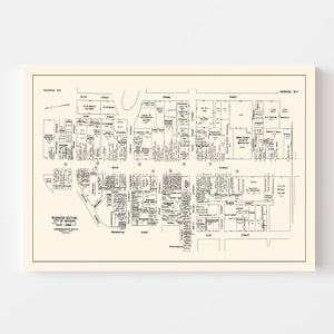 Vintage Map of Nashua, NH Business Section 1946