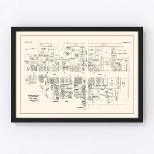 Vintage Map of Nashua, NH Business Section 1946