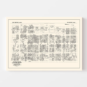Vintage Map of New Bedford, MA Business Section 1946