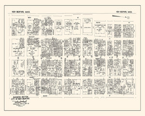 Vintage Map of New Bedford, MA Business Section 1946