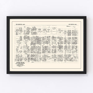 Vintage Map of New Bedford, MA Business Section 1946