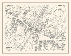 Vintage Map of New Britain, CT Business Section 1946