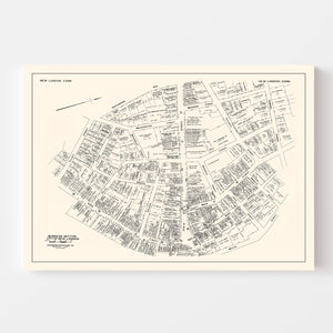 Vintage Map of New London, CT Business Section 1946