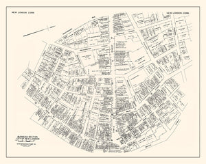 Vintage Map of New London, CT Business Section 1946