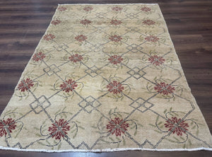 Turkish Rug 5x6, Oushak Carpet, Beige