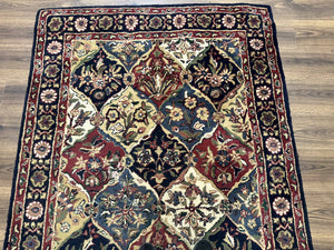 Panel Design Wool Rug 5x8 Multicolor Hand Tufted Vintage Carpet