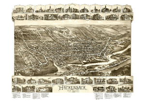 Vintage Map of Hackensack, New Jersey 1896