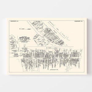 Vintage Map of Newport, RI Business Section 1946