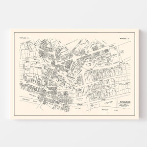 Vintage Map of Pawtucket, RI Business Section 1946